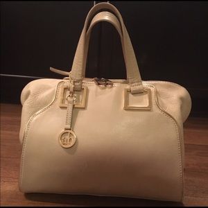 Gold and Cream Genuine Leather Handbag 💥
